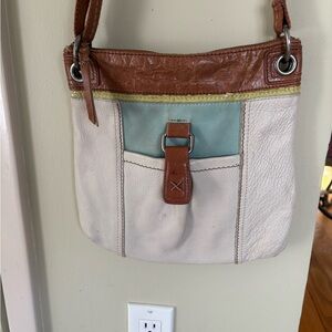 The Sak Brown, Cream, and Blue Crossbody Bag